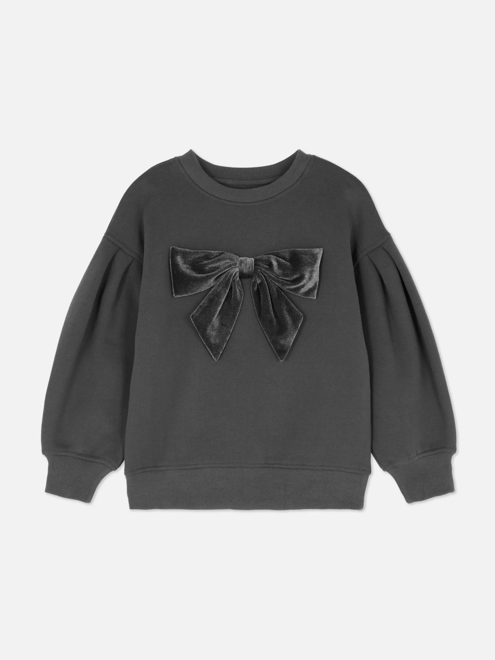 Hoodies Und Sweatshirts|Primark Pullover Mit Puffärmeln Und Samtschleife Anthrazitfarben