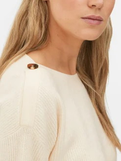 Pullover Und Cardigans|Primark Pullover Mit Schulterknöpfen Und U-Boot-Ausschnitt Elfenbeinfarben