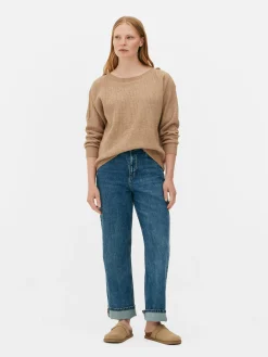 Pullover Und Cardigans|Primark Pullover Mit Schulterknöpfen Und U-Boot-Ausschnitt Taupefarben
