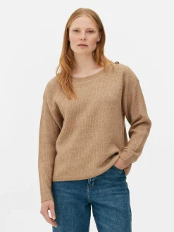 Pullover Und Cardigans|Primark Pullover Mit Schulterknöpfen Und U-Boot-Ausschnitt Taupefarben