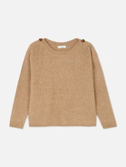 Pullover Und Cardigans|Primark Pullover Mit Schulterknöpfen Und U-Boot-Ausschnitt Taupefarben