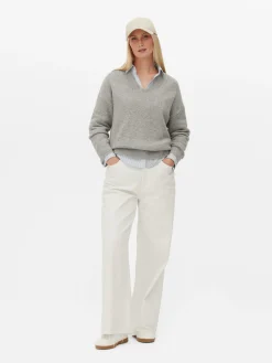 Pullover Und Cardigans|Primark Pullover Mit V-Ausschnitt Grau