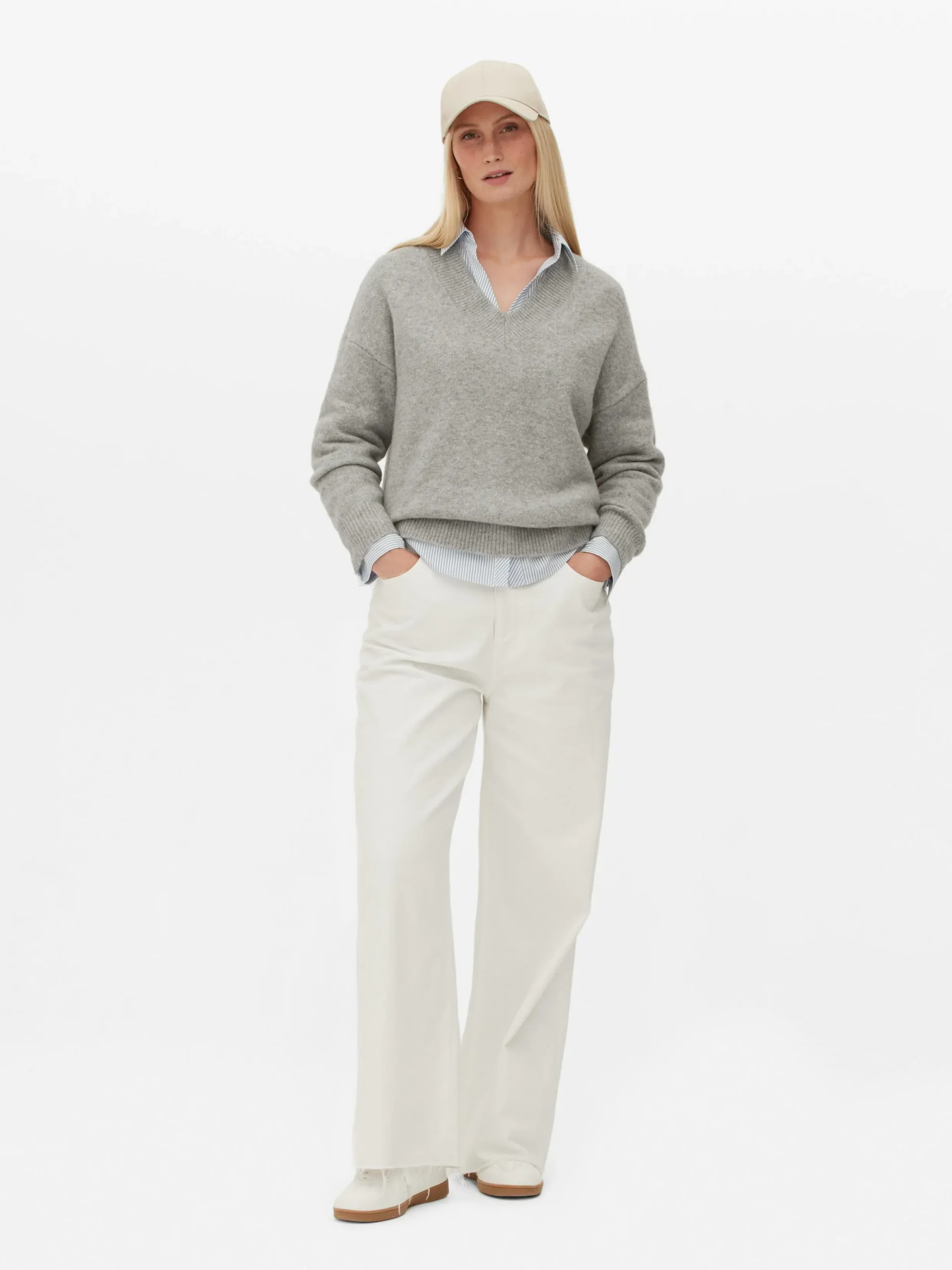 Pullover Und Cardigans|Primark Pullover Mit V-Ausschnitt Grau