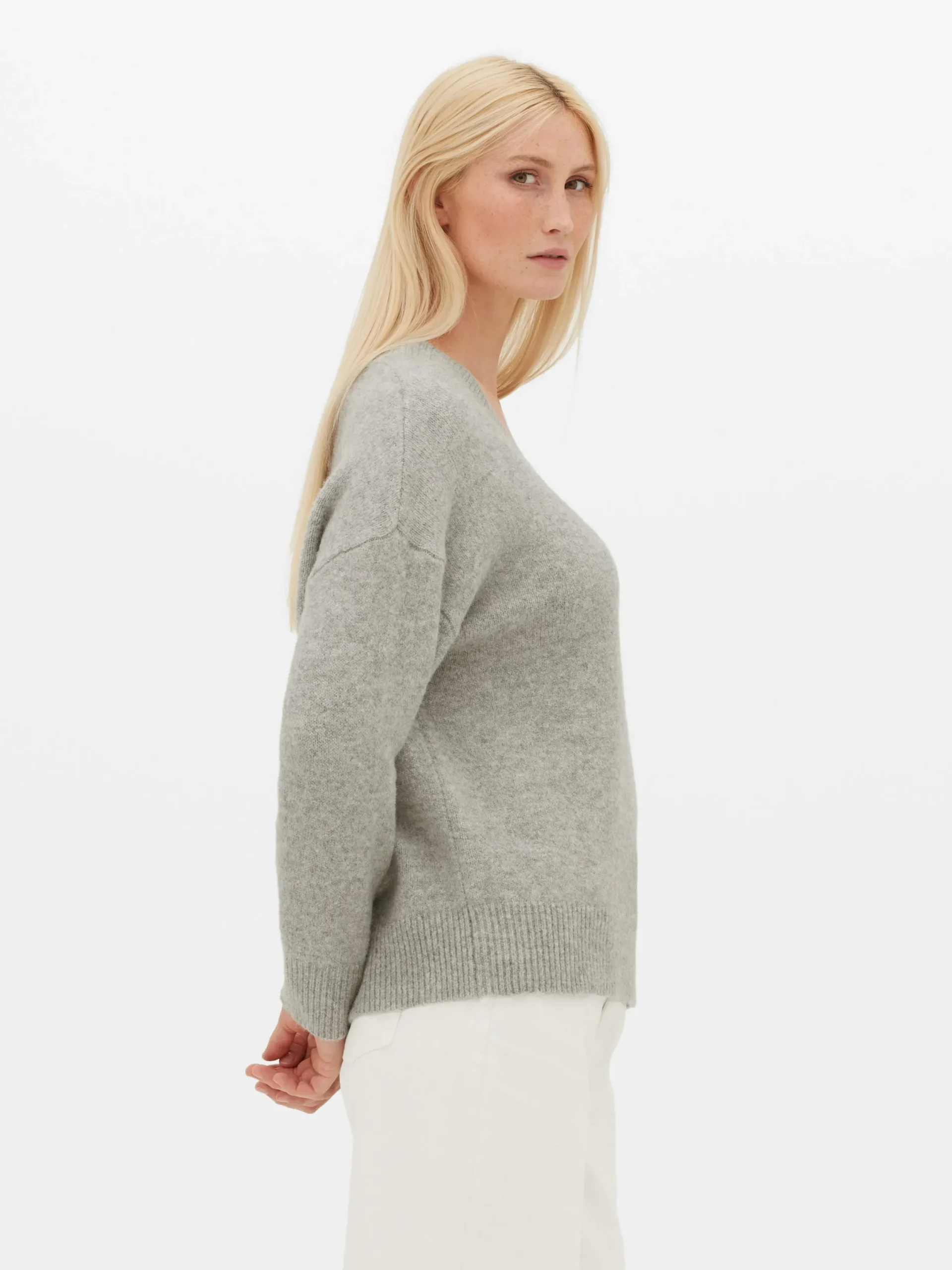 Pullover Und Cardigans|Primark Pullover Mit V-Ausschnitt Grau