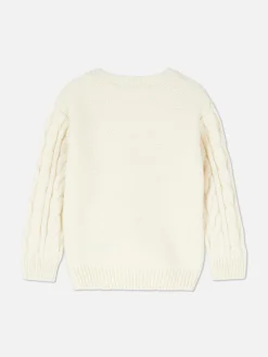 Pullover Und Cardigans|Primark Pullover Mit Zopfmuster Und Blumenstickerei Cremefarben