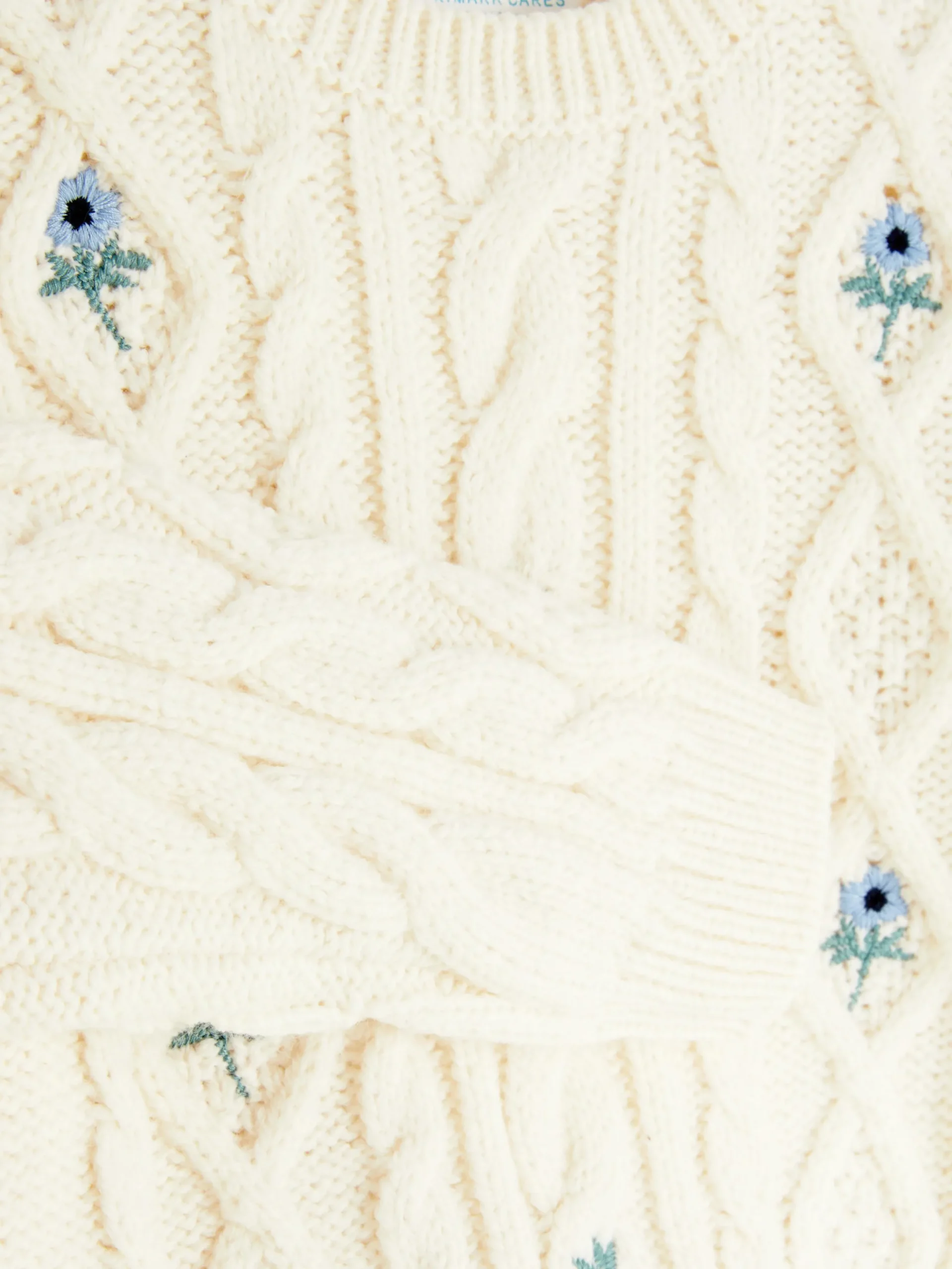 Pullover Und Cardigans|Primark Pullover Mit Zopfmuster Und Blumenstickerei Cremefarben