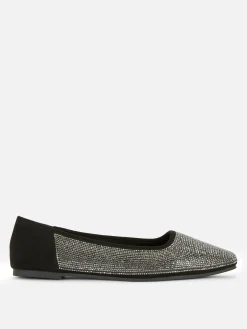 Flache Schuhe|Primark Pumps Mit Eckiger Zehenpartie Und Nieten Schwarz