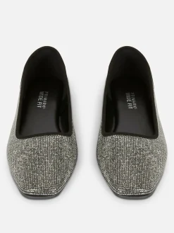 Flache Schuhe|Primark Pumps Mit Eckiger Zehenpartie Und Nieten Schwarz