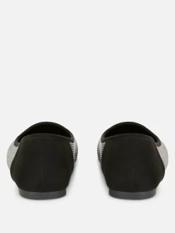 Flache Schuhe|Primark Pumps Mit Eckiger Zehenpartie Und Nieten Schwarz