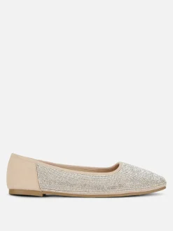 Flache Schuhe|Primark Pumps Mit Eckiger Zehenpartie Und Nieten Hellrosa