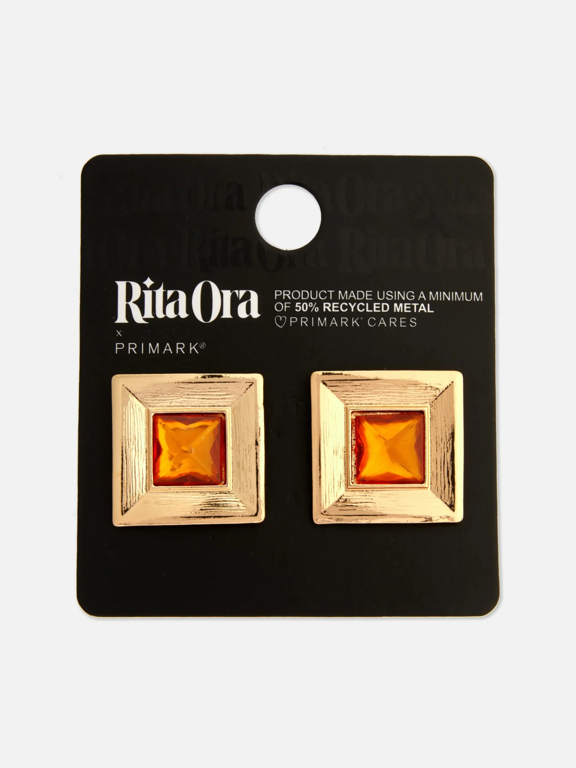 Schmuck|Primark Quadratische „Rita Ora“ Ohrringe Mit Schmucksteinen Gelb