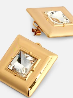 Schmuck|Primark Quadratische „Rita Ora“ Ohrstecker Mit Schmucksteinen Gelb