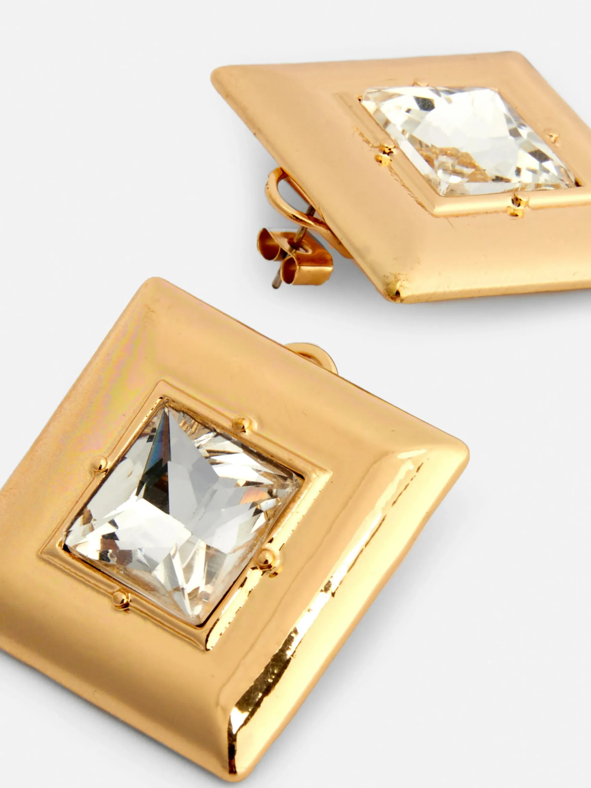 Schmuck|Primark Quadratische „Rita Ora“ Ohrstecker Mit Schmucksteinen Gelb