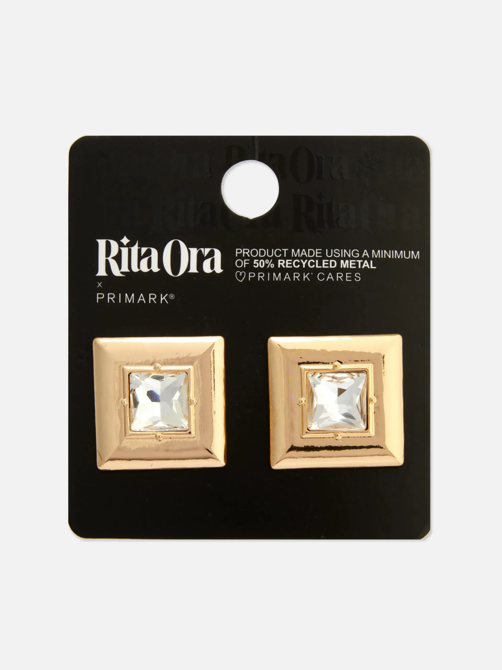 Schmuck|Primark Quadratische „Rita Ora“ Ohrstecker Mit Schmucksteinen Gelb