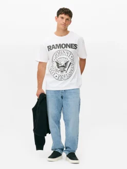 Grafik-T-Shirts Und -Sweatshirts|Tops Und T-Shirts|Primark „Ramones“ Tour-T-Shirt Weiß