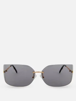 Sonnenbrillen|Primark Randlose, Gebogene „Rita Ora“ Sonnenbrille Schwarz
