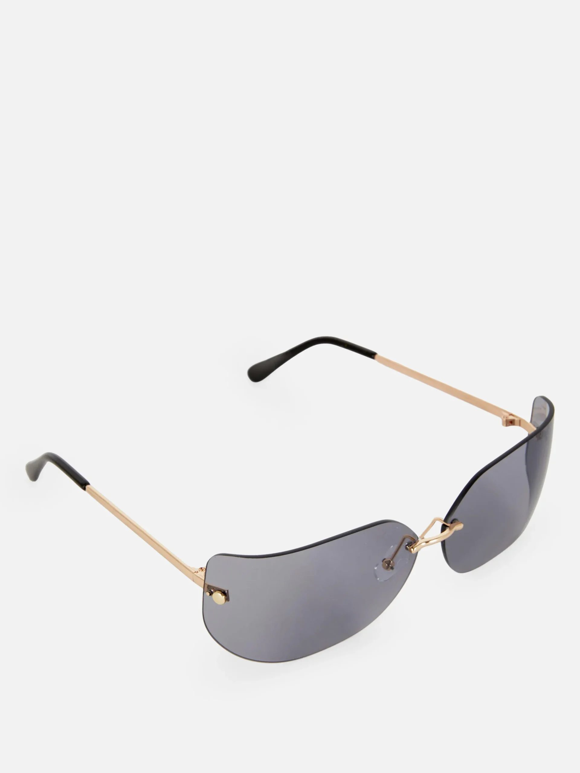 Sonnenbrillen|Primark Randlose, Gebogene „Rita Ora“ Sonnenbrille Schwarz