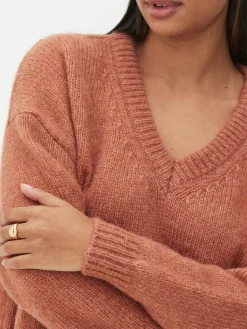 Pullover Und Cardigans|Primark Regular-Fit-Pullover Mit V-Ausschnitt Terrakottafarben