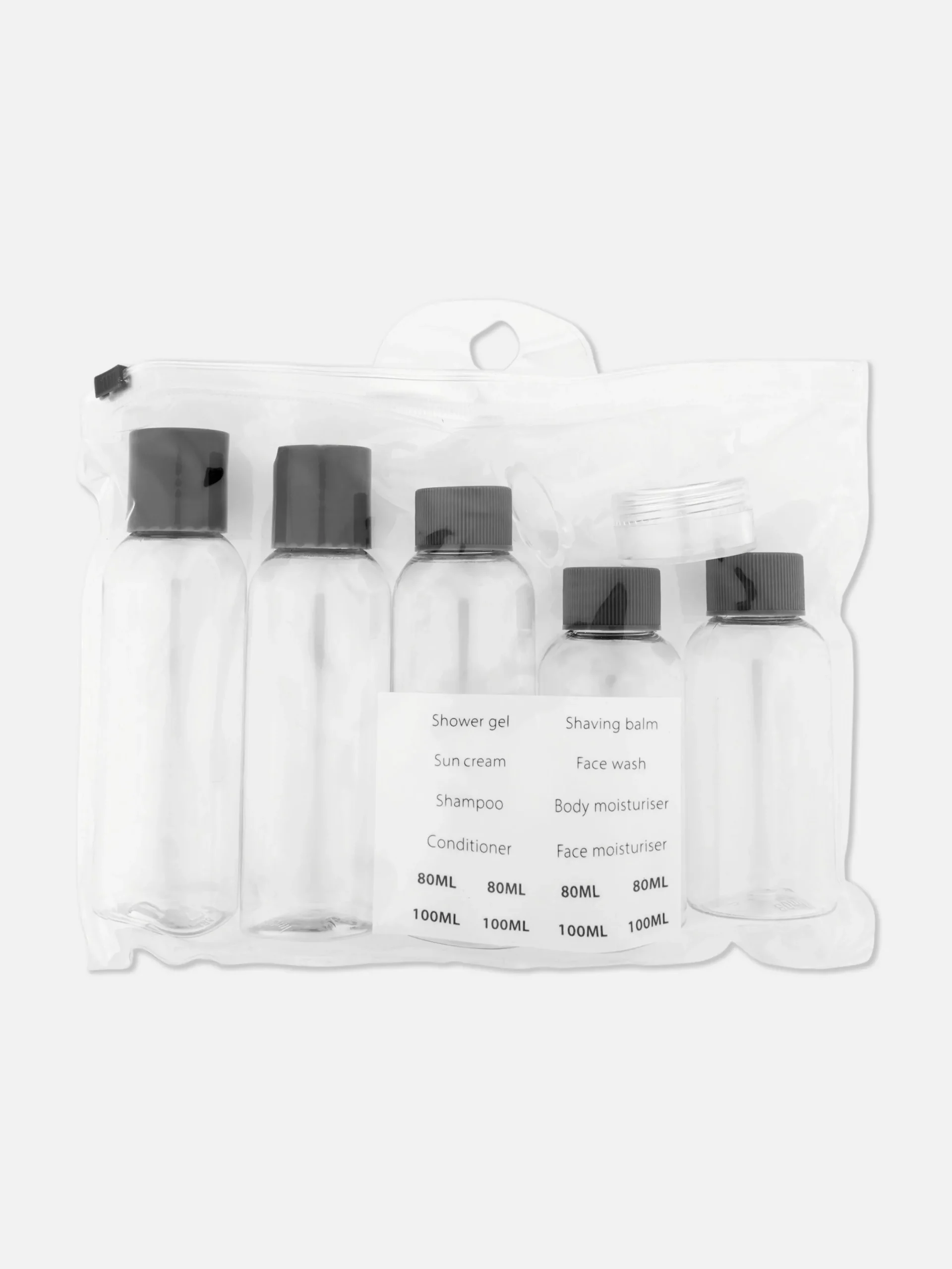 Hautpflege-Tools|Reiseaccessoires|Primark Reiseflasche Und Etiketten Im Set Anthrazit meliert