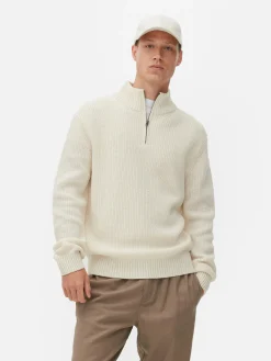 Pullover Und Cardigans|Primark Rippenstrick-Pullover Mit Reißverschluss Hellbeige