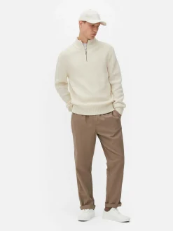 Pullover Und Cardigans|Primark Rippenstrick-Pullover Mit Reißverschluss Hellbeige