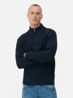 Pullover Und Cardigans|Primark Rippenstrick-Pullover Mit Reißverschluss Marineblau