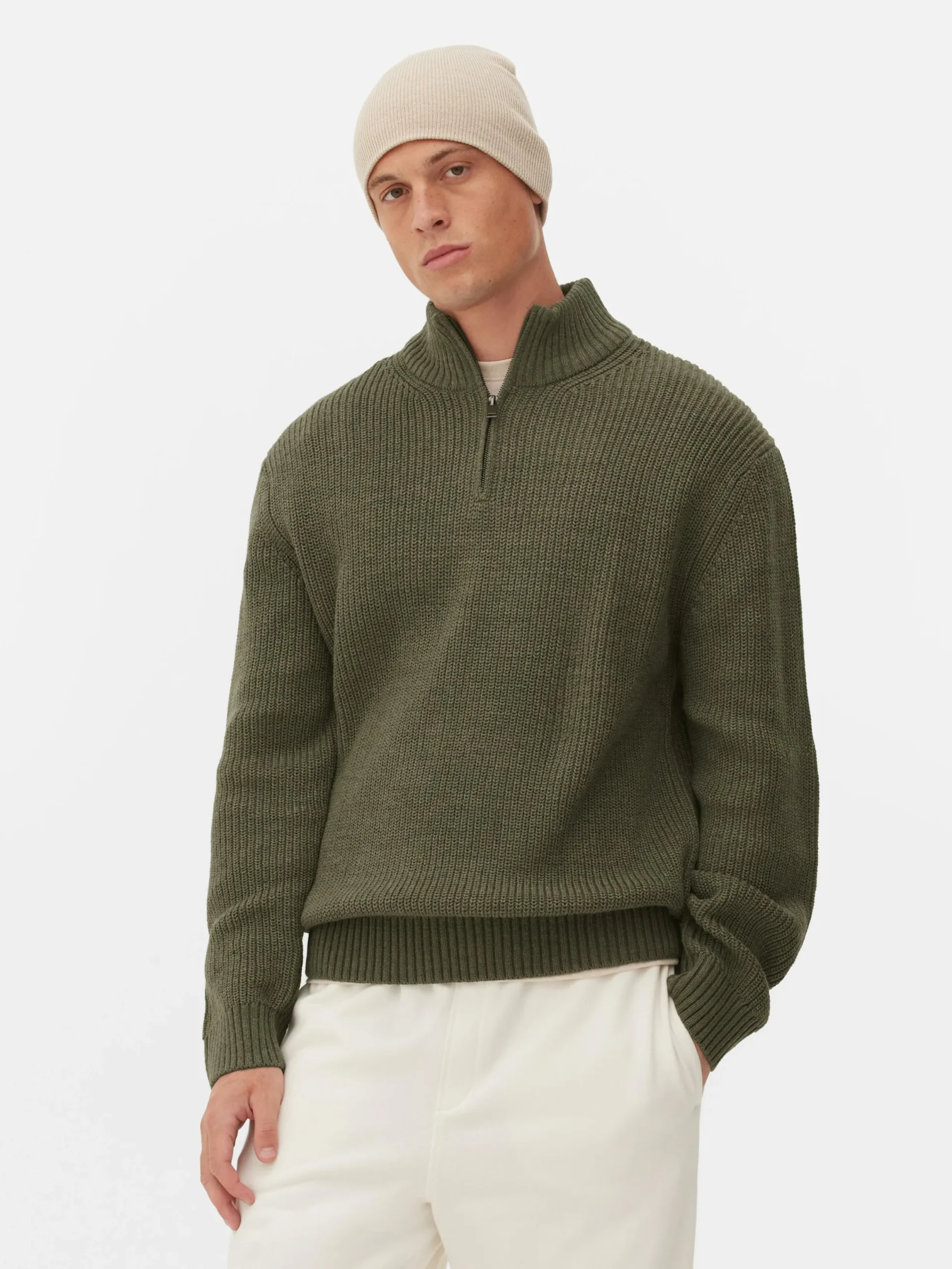 Pullover Und Cardigans|Primark Rippenstrick-Pullover Mit Reißverschluss Grün