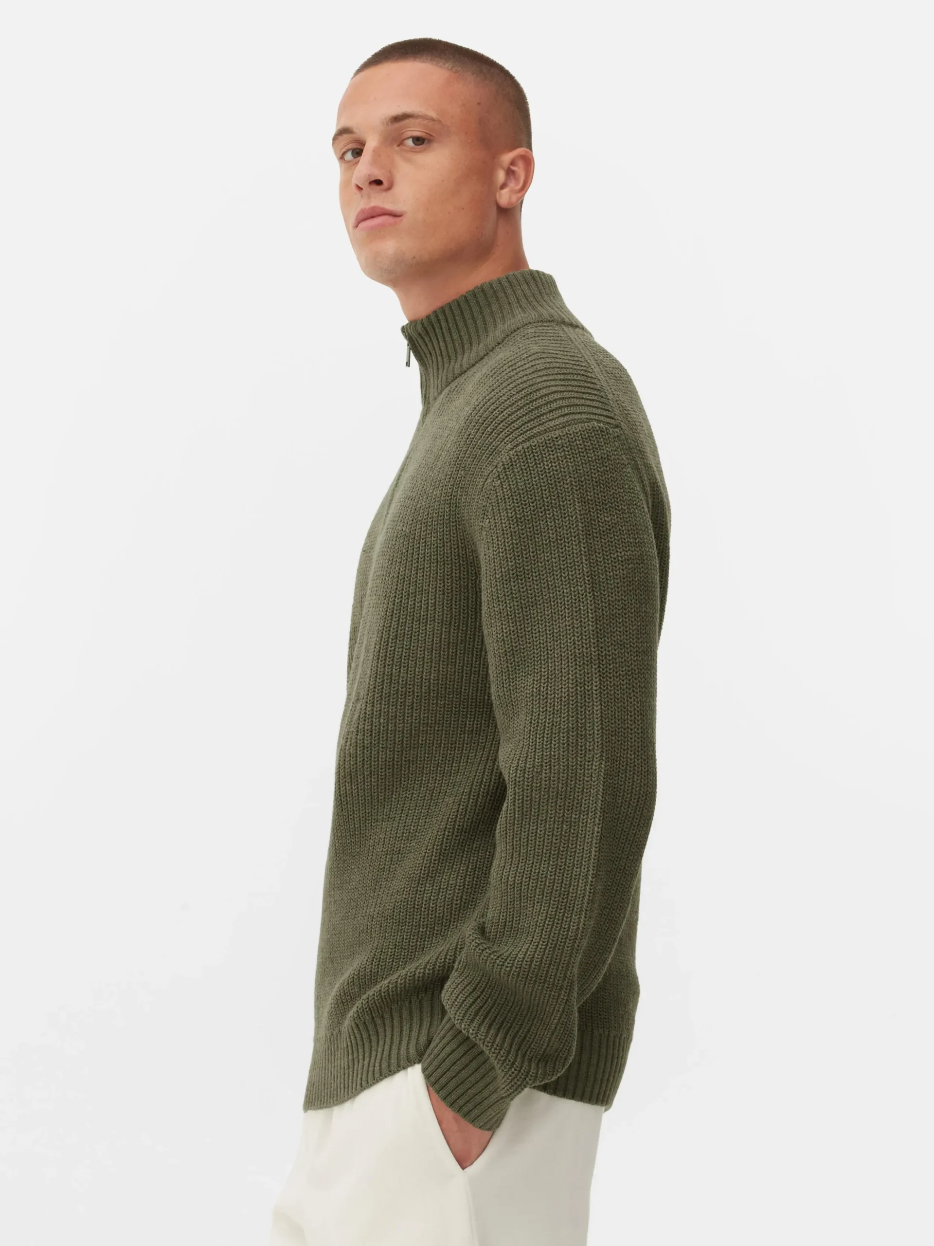 Pullover Und Cardigans|Primark Rippenstrick-Pullover Mit Reißverschluss Grün