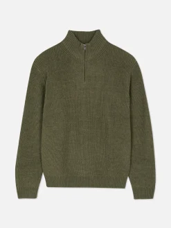 Pullover Und Cardigans|Primark Rippenstrick-Pullover Mit Reißverschluss Grün