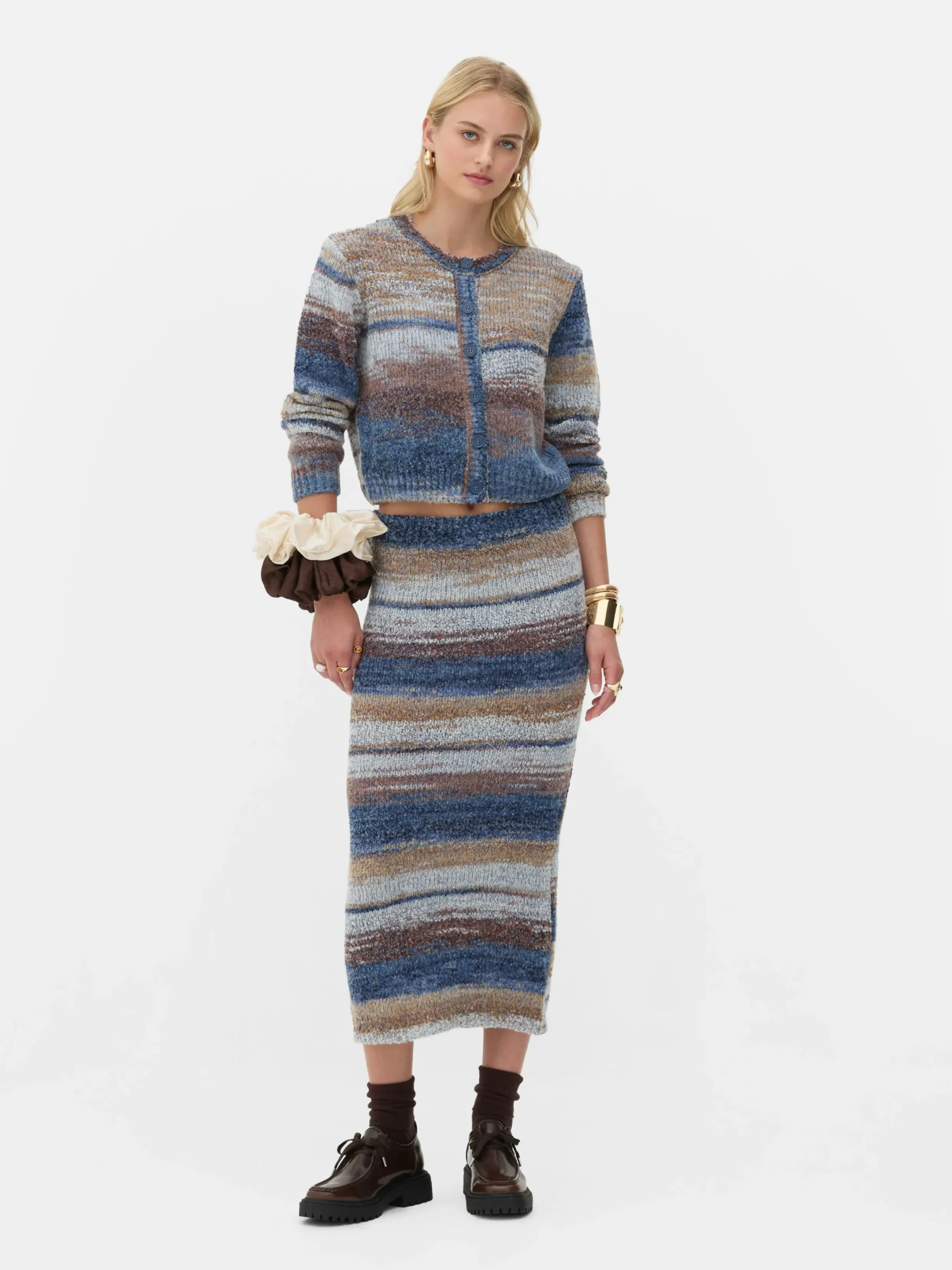 Pullover Und Cardigans|Primark „Rita Ora“ Cardigan Mit Space-Dye-Muster Marineblau