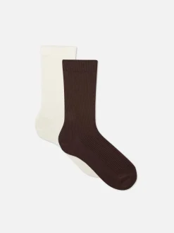Socken|Primark „Rita Ora“ Crew-Socken, 2er-Pack Braun