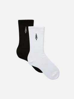 Socken|Primark „Rita Ora“ Crew-Socken Mit Stickerei, 2er-Pack Weiß