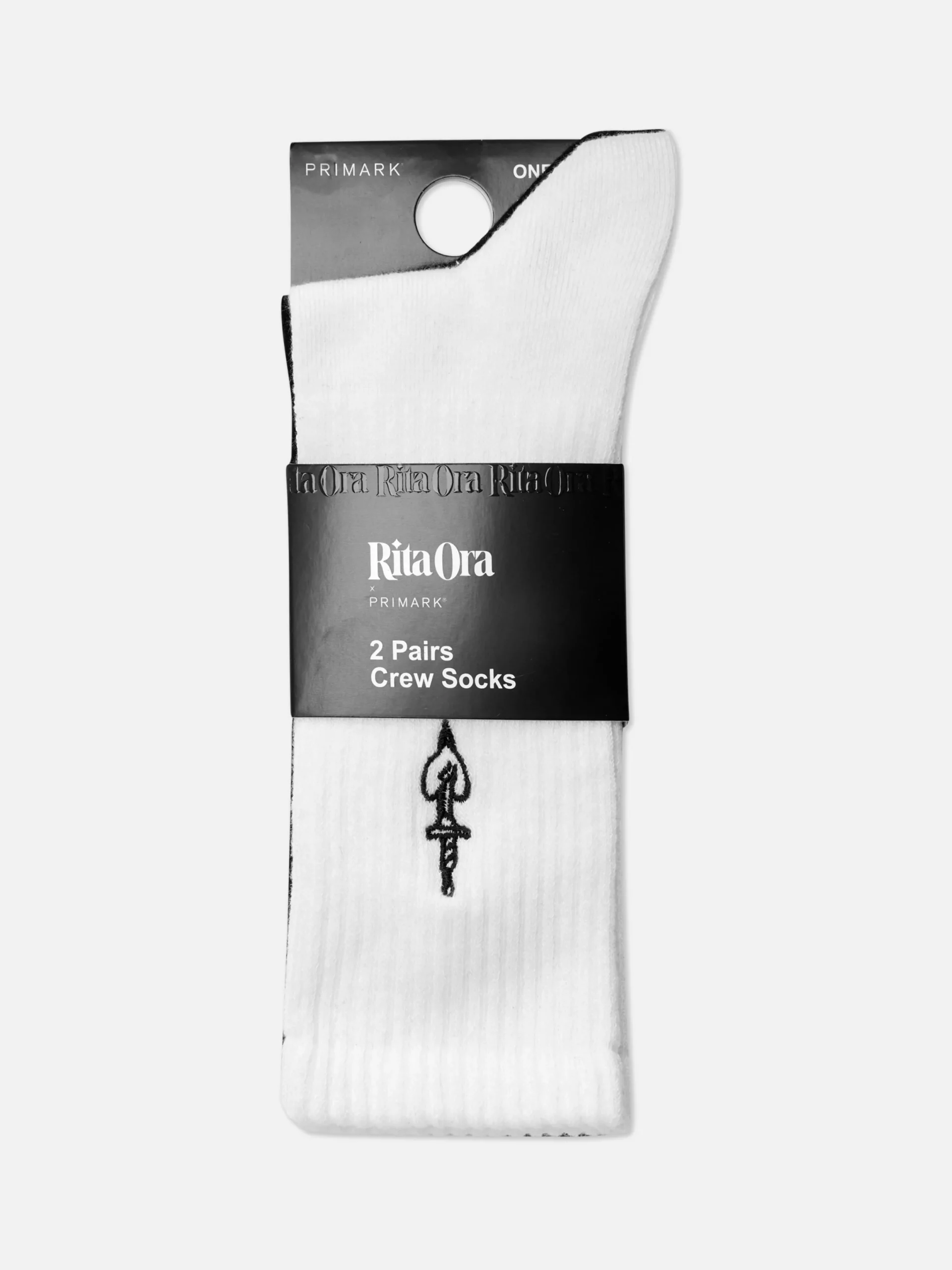 Socken|Primark „Rita Ora“ Crew-Socken Mit Stickerei, 2er-Pack Weiß