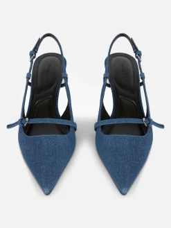 Heels|Denim|Primark „Rita Ora“ Denim-Heels Mit Schnalle Dunkelblau