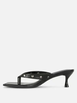 Heels|Primark „Rita Ora“ Kunstleder-Mules Mit Nieten Schwarz