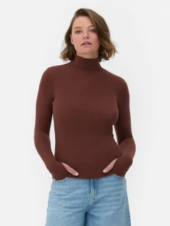 Tops Und T-Shirts|Primark „Rita Ora“ Langarmshirt Mit Rollkragen Braun