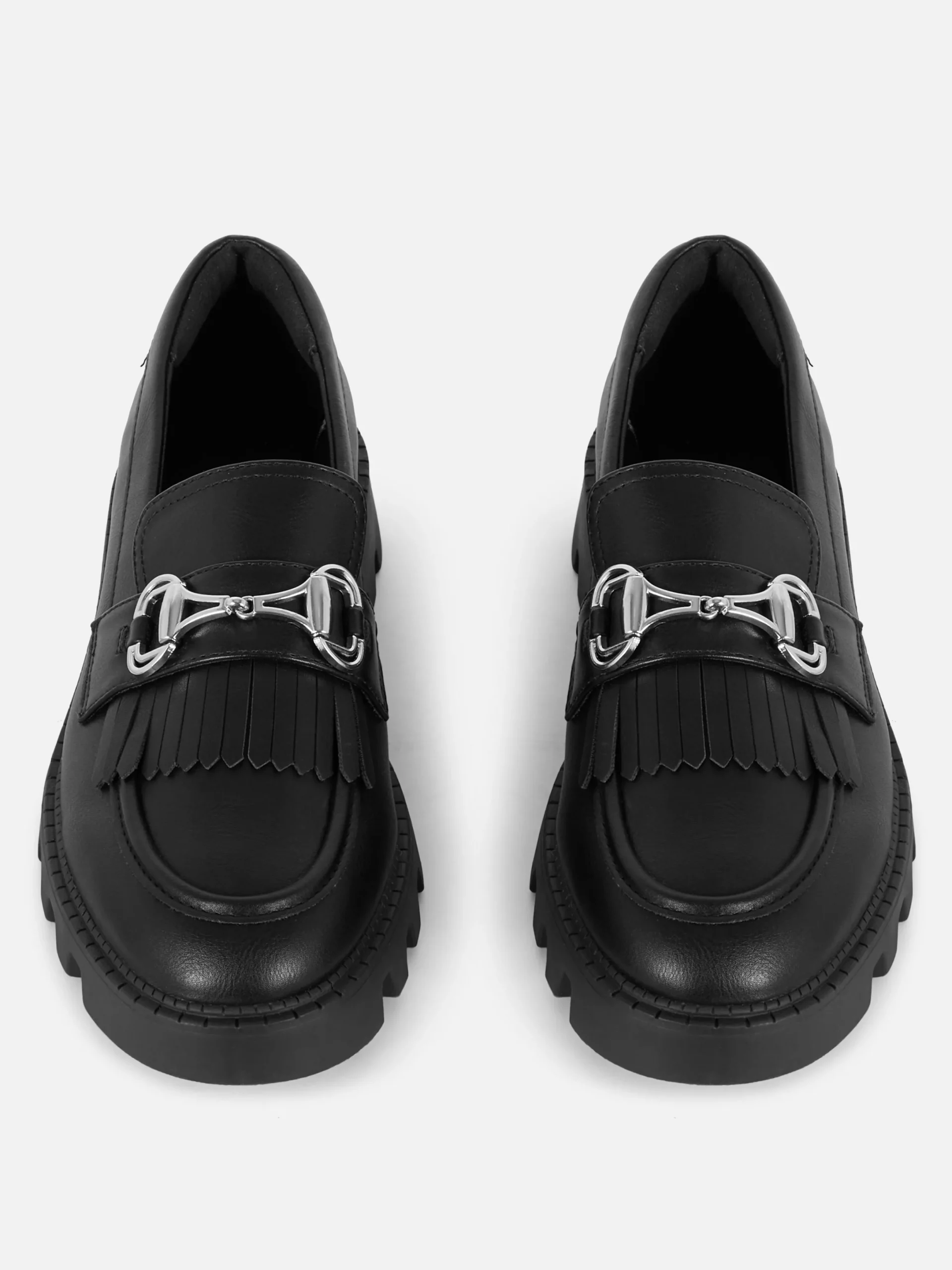 Flache Schuhe|Primark „Rita Ora“ Loafer Mit Kiltfransen Und Dicker Sohle Schwarz
