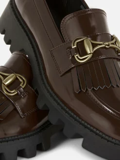 Flache Schuhe|Primark „Rita Ora“ Loafer Mit Kiltfransen Und Dicker Sohle Braun