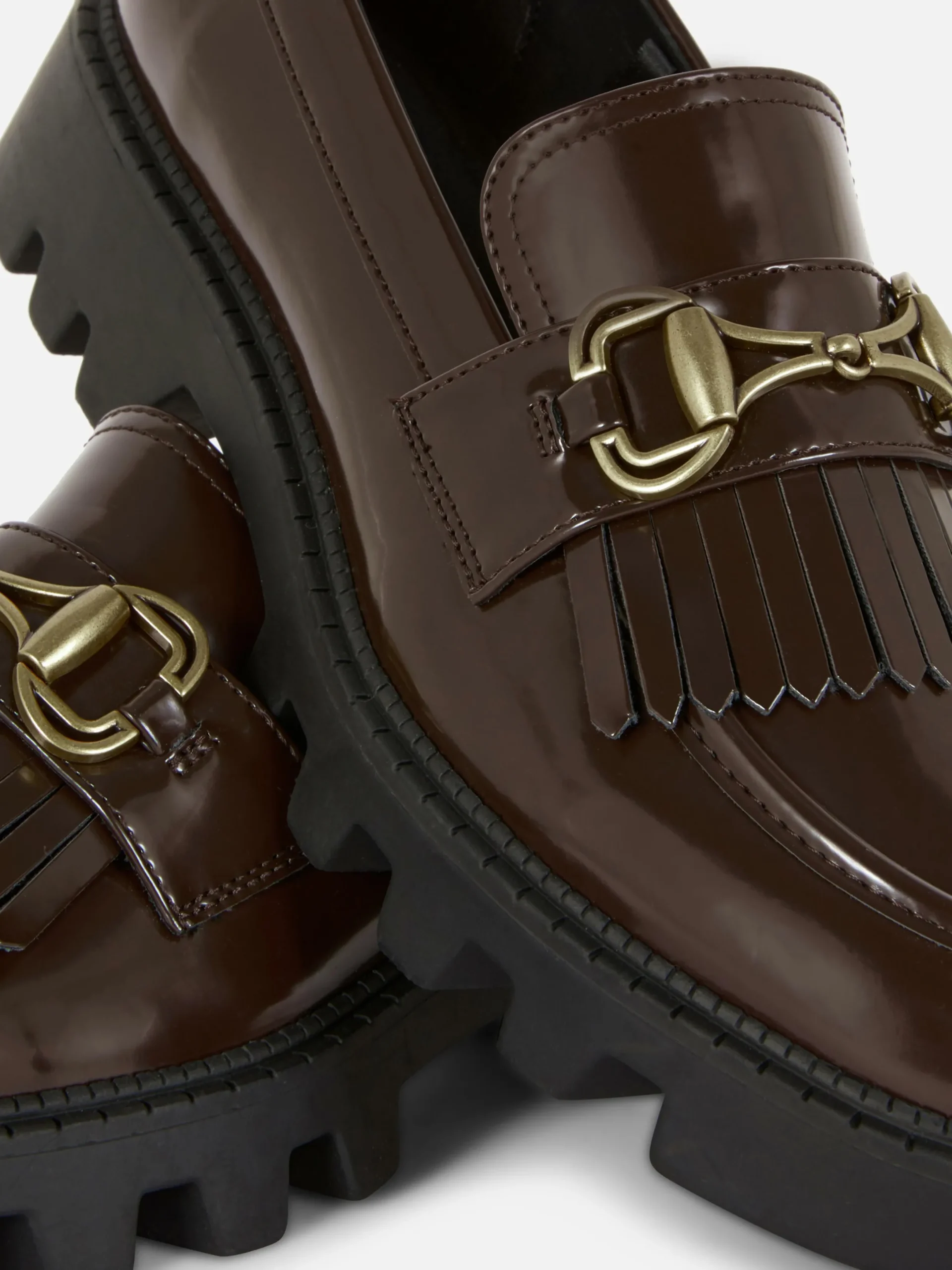 Flache Schuhe|Primark „Rita Ora“ Loafer Mit Kiltfransen Und Dicker Sohle Braun