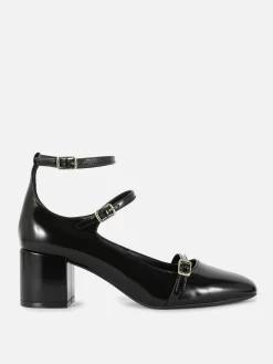 Heels|Primark „Rita Ora“ Mary Janes Mit Absatz Und Drei Riemchen Schwarz
