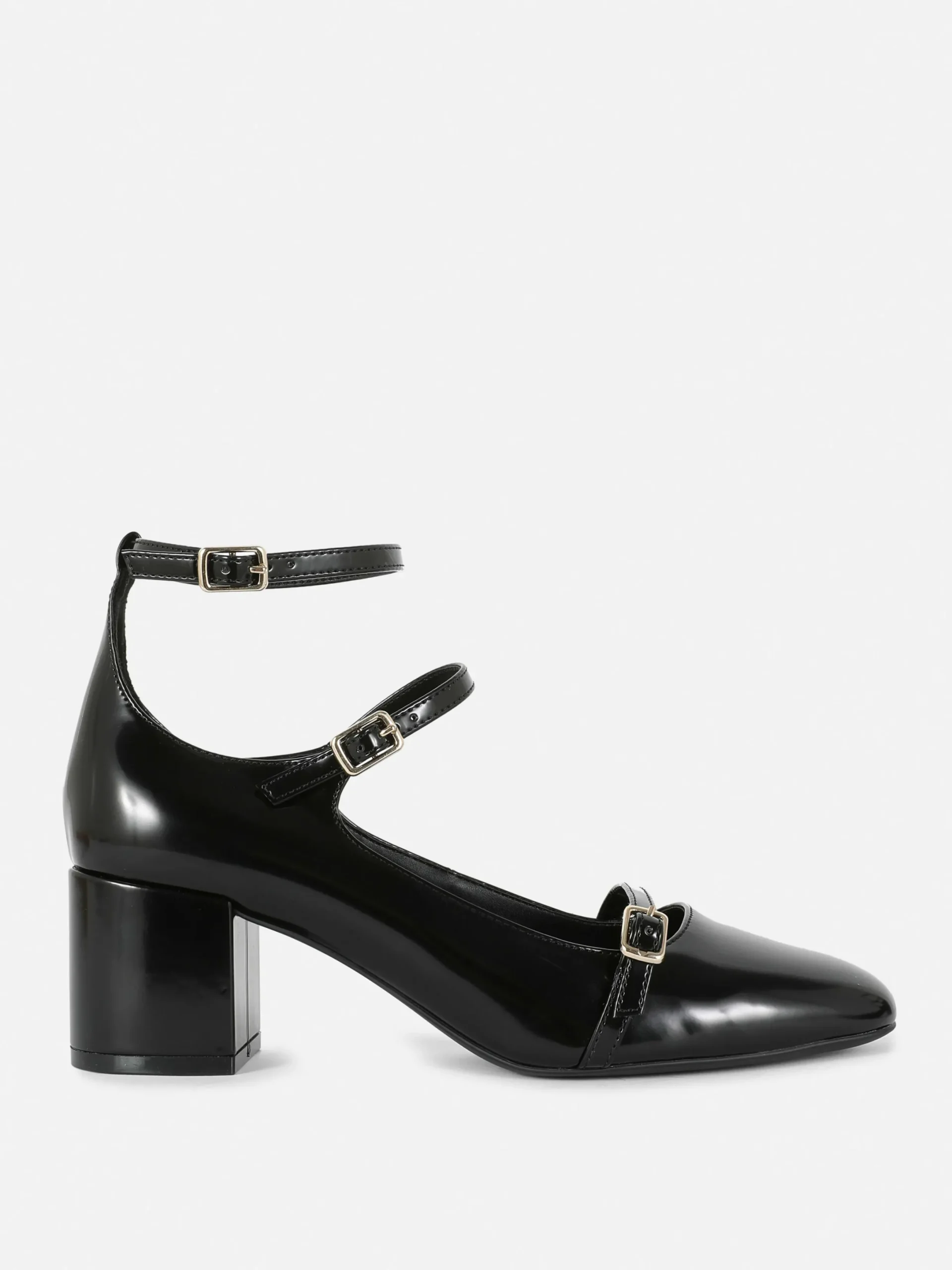 Heels|Primark „Rita Ora“ Mary Janes Mit Absatz Und Drei Riemchen Schwarz
