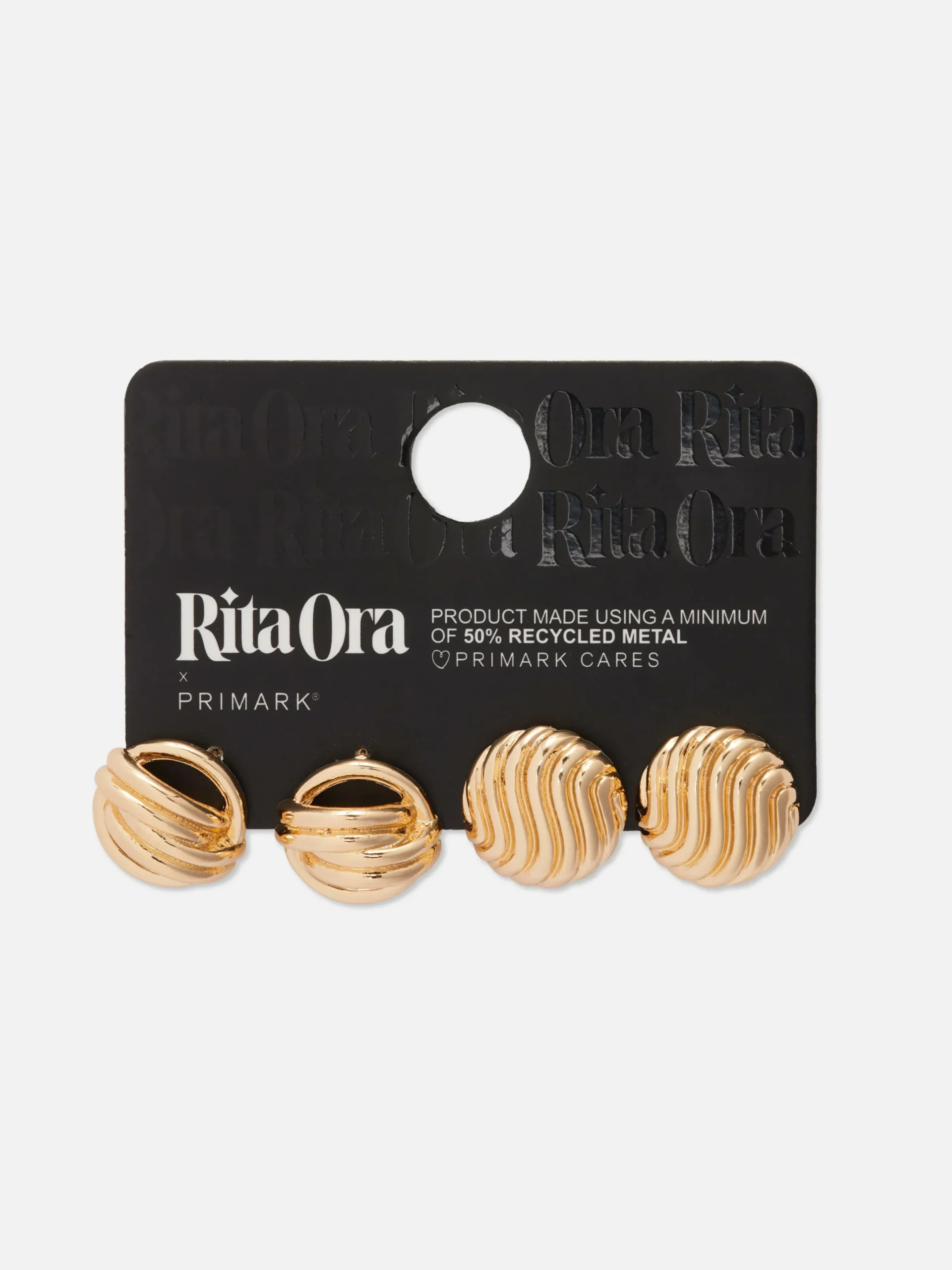 Schmuck|Primark „Rita Ora“ Ohrstecker Mit Skulpturalem Design, 2er-Pack Gelb