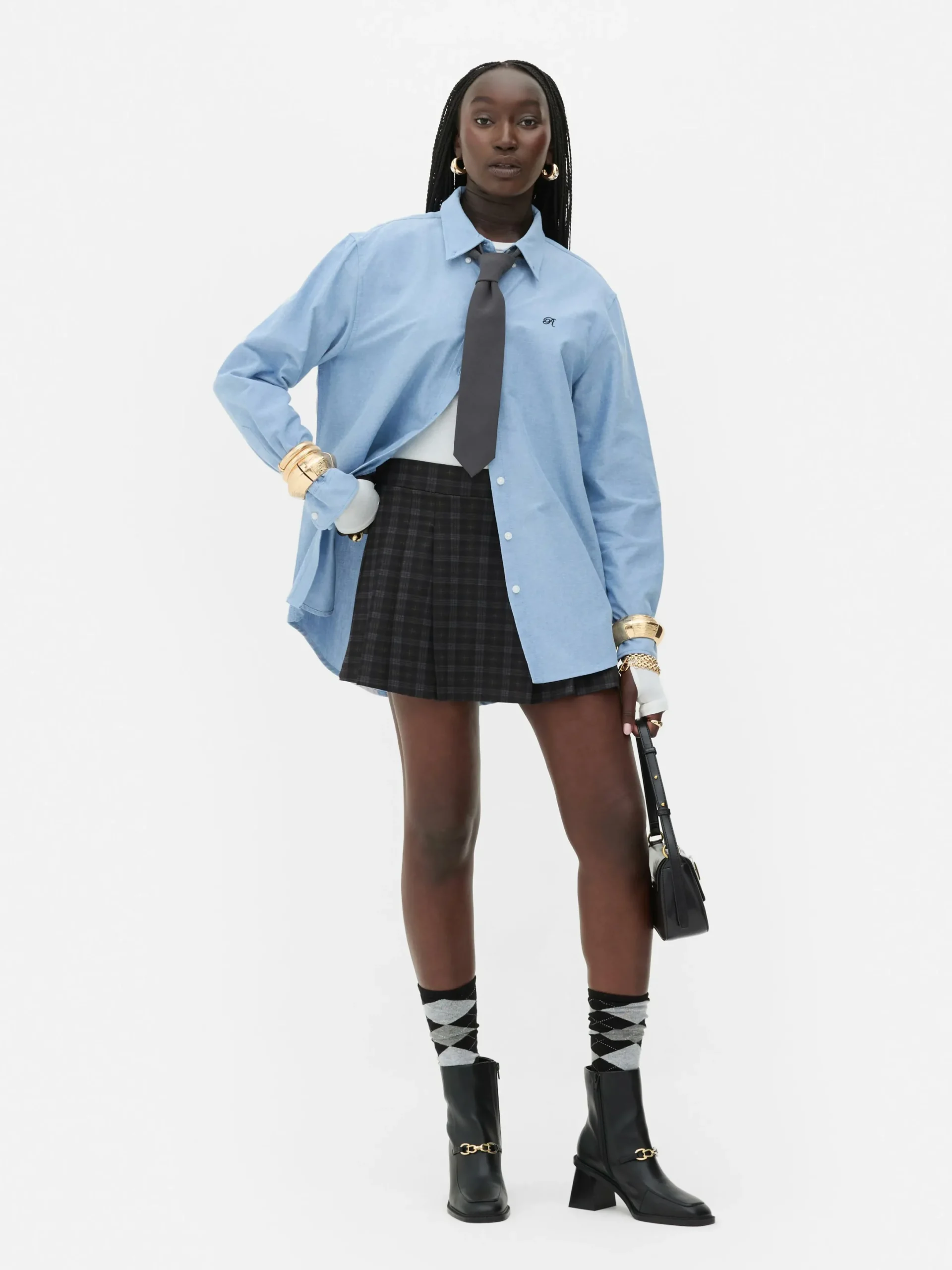 Blusen|Primark „Rita Ora“ Oxford-Hemd Mit Knopfleiste Blau