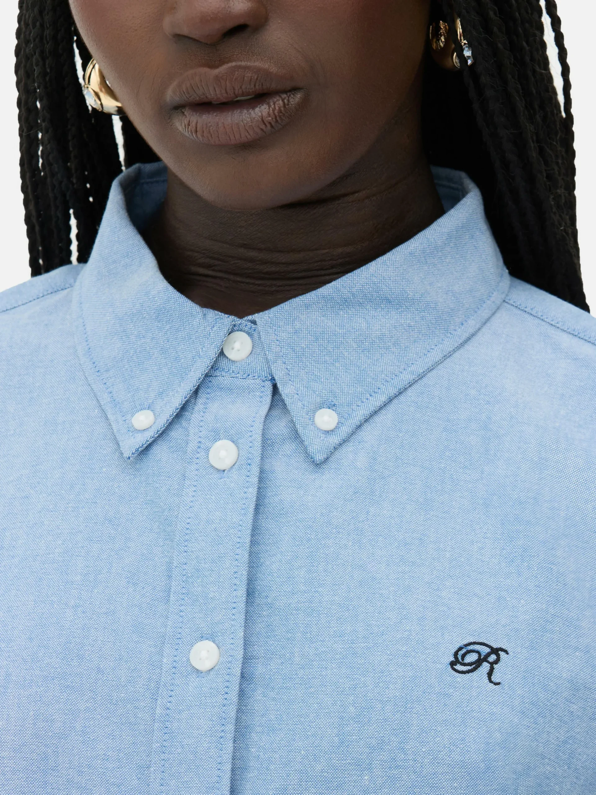 Blusen|Primark „Rita Ora“ Oxford-Hemd Mit Knopfleiste Blau