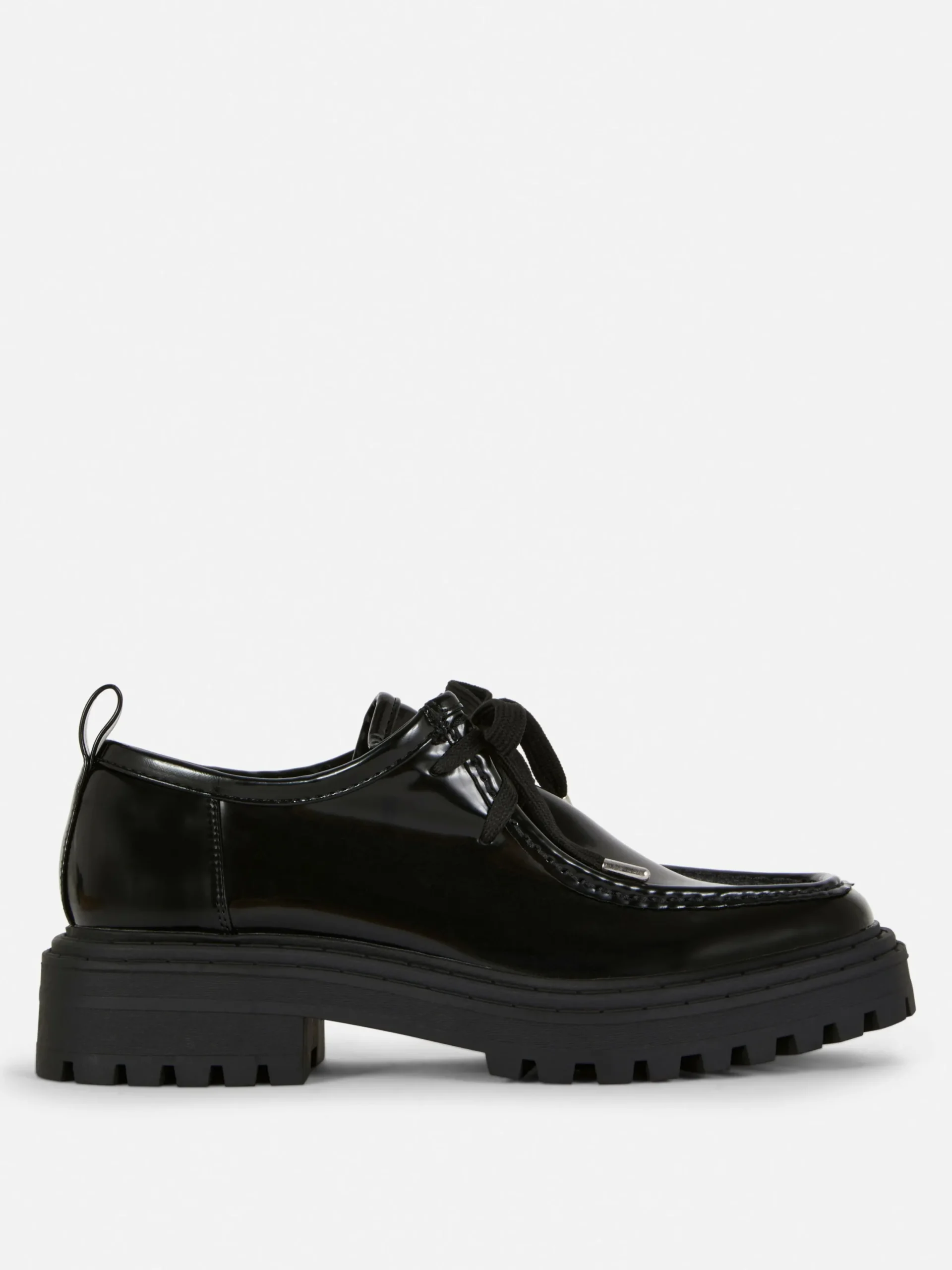Flache Schuhe|Primark „Rita Ora“ Schnürloafer Mit Dicker Sohle Schwarz