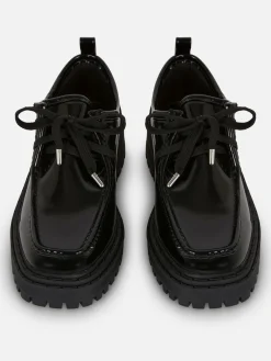 Flache Schuhe|Primark „Rita Ora“ Schnürloafer Mit Dicker Sohle Schwarz