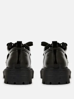 Flache Schuhe|Primark „Rita Ora“ Schnürloafer Mit Dicker Sohle Schwarz