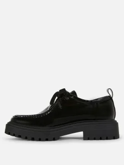 Flache Schuhe|Primark „Rita Ora“ Schnürloafer Mit Dicker Sohle Schwarz