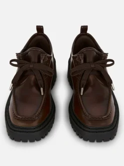 Flache Schuhe|Primark „Rita Ora“ Schnürloafer Mit Dicker Sohle Braun