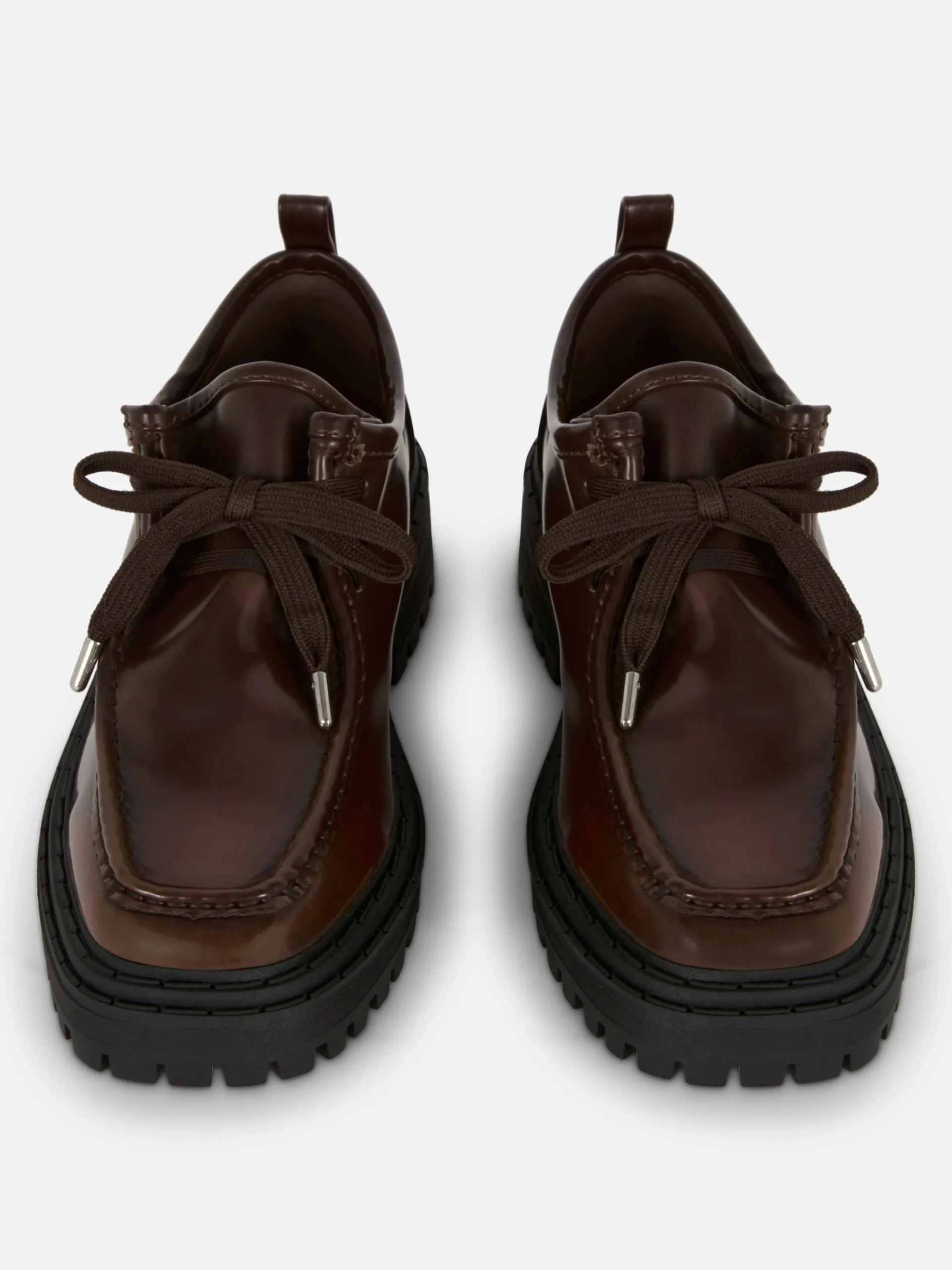 Flache Schuhe|Primark „Rita Ora“ Schnürloafer Mit Dicker Sohle Braun